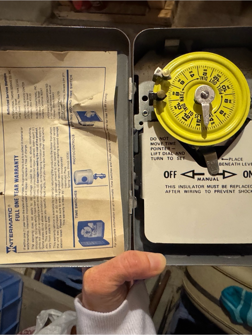 Yellow Dial Mechanical Timer in Gray Metal Housing